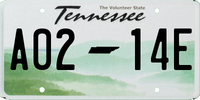 TN license plate A0214E