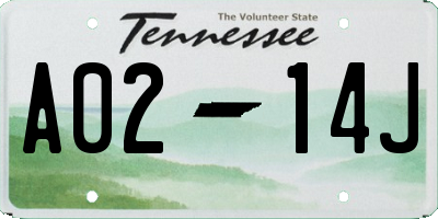 TN license plate A0214J