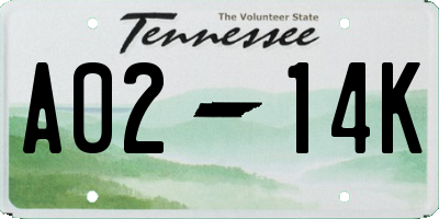 TN license plate A0214K