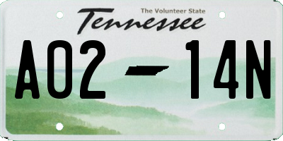 TN license plate A0214N