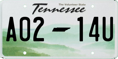 TN license plate A0214U