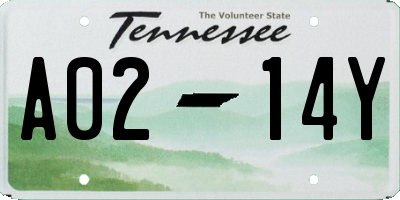 TN license plate A0214Y