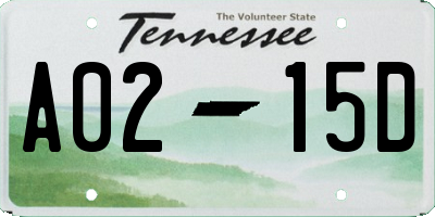 TN license plate A0215D