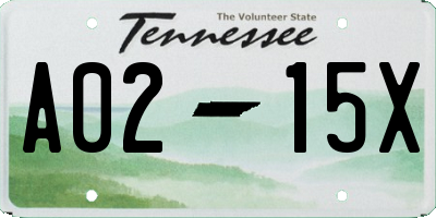 TN license plate A0215X