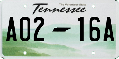 TN license plate A0216A