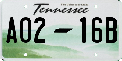 TN license plate A0216B