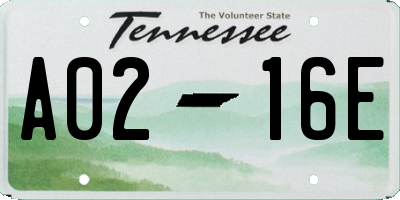 TN license plate A0216E