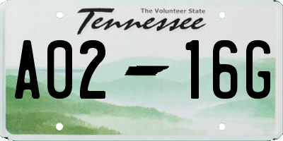 TN license plate A0216G