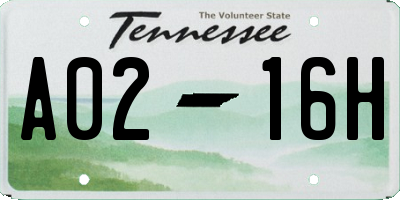 TN license plate A0216H