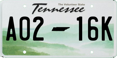 TN license plate A0216K