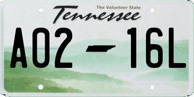 TN license plate A0216L