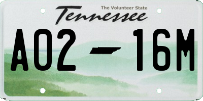 TN license plate A0216M