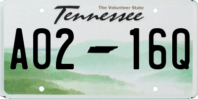 TN license plate A0216Q