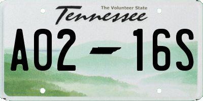 TN license plate A0216S