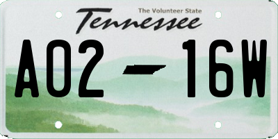 TN license plate A0216W