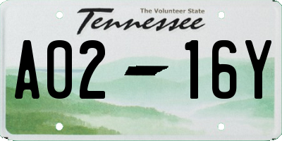 TN license plate A0216Y