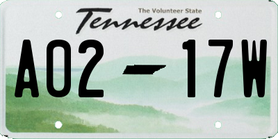 TN license plate A0217W