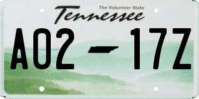 TN license plate A0217Z