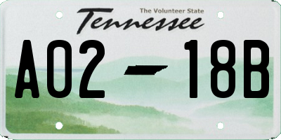 TN license plate A0218B