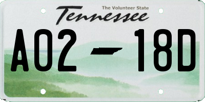 TN license plate A0218D