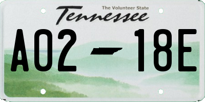 TN license plate A0218E