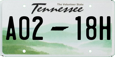 TN license plate A0218H