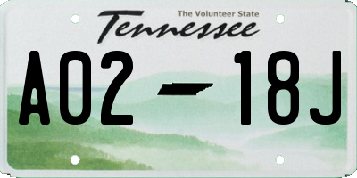 TN license plate A0218J