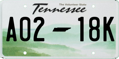 TN license plate A0218K