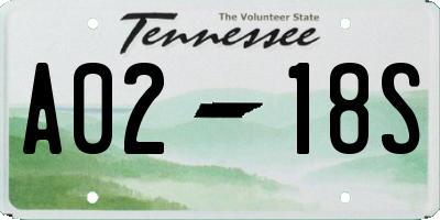 TN license plate A0218S