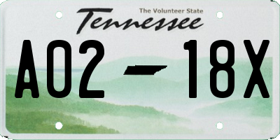 TN license plate A0218X