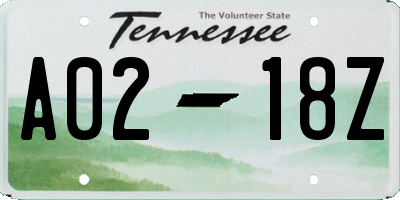 TN license plate A0218Z