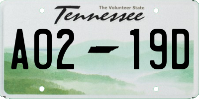 TN license plate A0219D