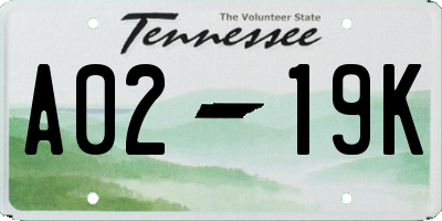 TN license plate A0219K