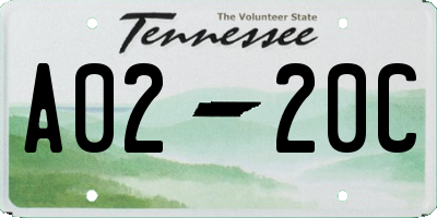 TN license plate A0220C