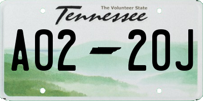 TN license plate A0220J