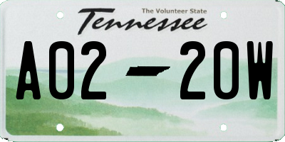 TN license plate A0220W