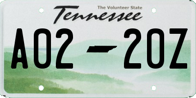 TN license plate A0220Z