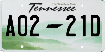 TN license plate A0221D