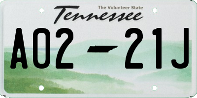 TN license plate A0221J