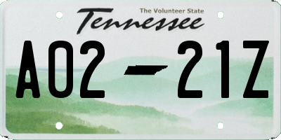 TN license plate A0221Z