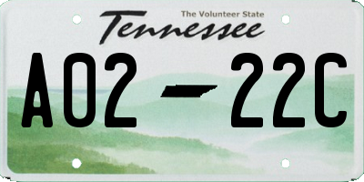 TN license plate A0222C