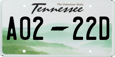 TN license plate A0222D