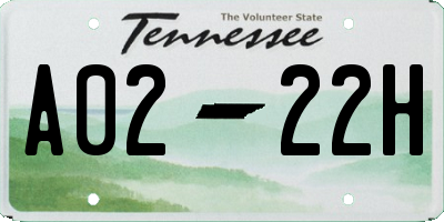 TN license plate A0222H