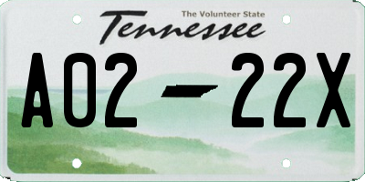 TN license plate A0222X