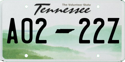 TN license plate A0222Z