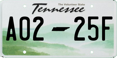 TN license plate A0225F