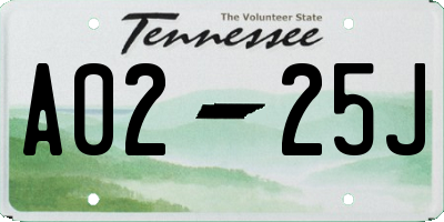 TN license plate A0225J