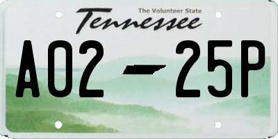 TN license plate A0225P
