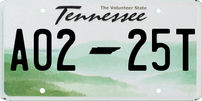 TN license plate A0225T