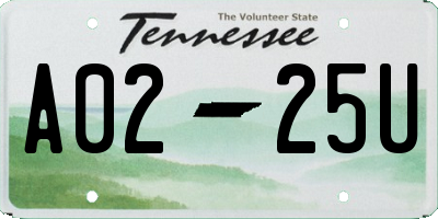 TN license plate A0225U